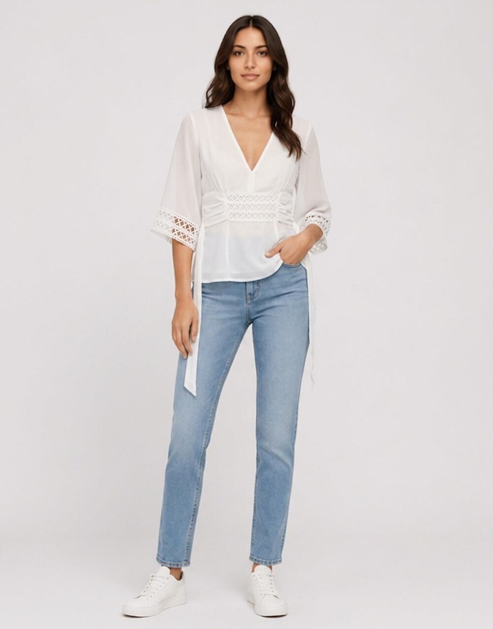bebe White Lightweight Blouse Women Size XS